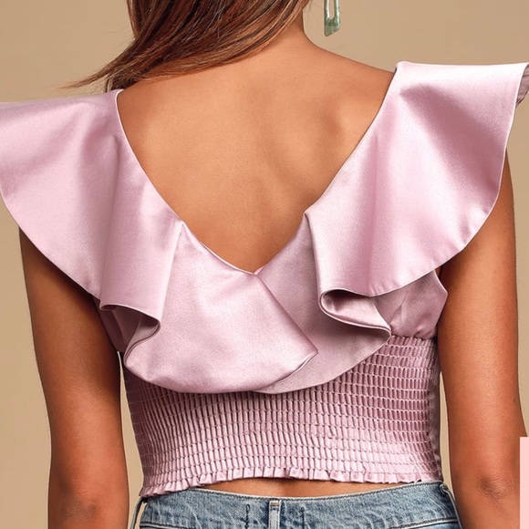 Lulu's Pink Ruffle Crop Top - Picture 3 of 3